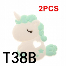 Unicorn 2pc Silicone Rodent Baby Teether Animal BPA Infant Teething Pendant Necklace Horse Nursing Material Gift