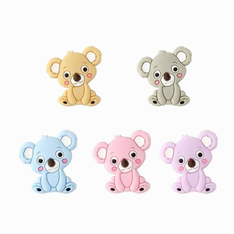 5pcs Silicone Beads For DIY Pacifiers Chain Silicone Baby Teething Beads Pacifier String Beads Bulk Koala Unicorn Bear rainbow