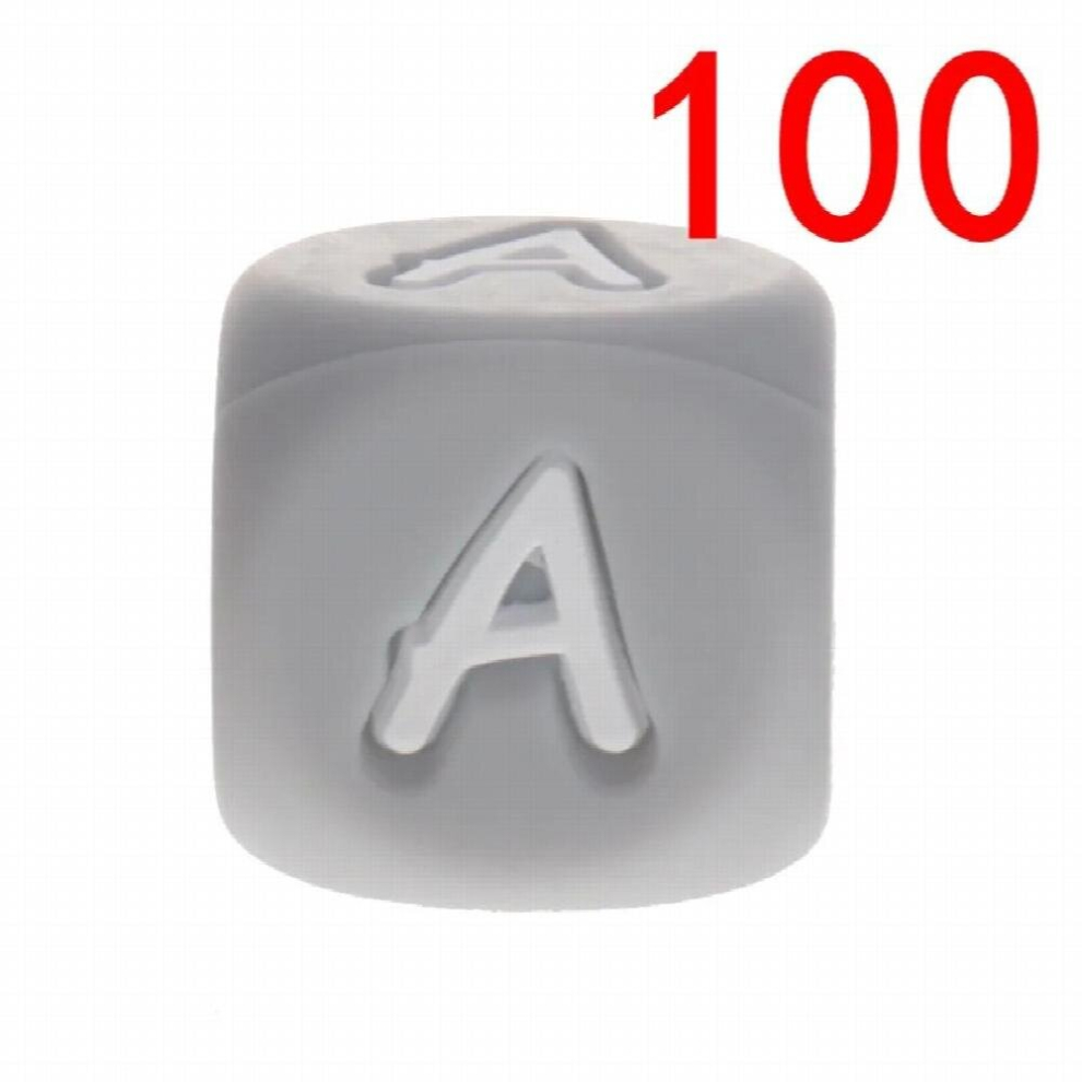 100Pc Baby Silicone Letters Chewing Beads Pacifier Chain Alphabet Bead Food Silicone Teethers Letter Beads Bpa Grey