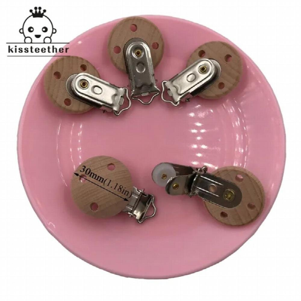 20pcs Wooden Pacifier Clip Nursing Accessories Beech Pacifier Clips Chewable Teething Diy Dummy Clip Chains Baby Teether