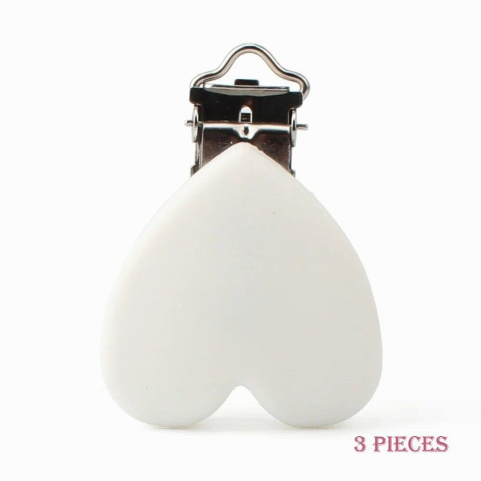3Pcs Silicone Heart Pacifier Clips BPA Baby Teethers Food Silicone Beads For Feeding Pacifier Chain Making
