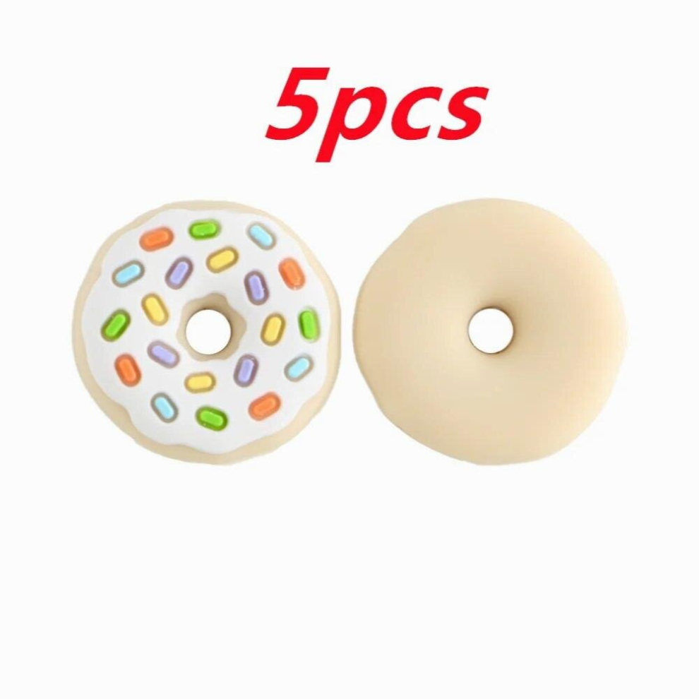Kovict 5/10Pcs Donut Silicone Beads BPA Food Baby Silicone Teething Beads DIY Pacifiers Chain Accessories