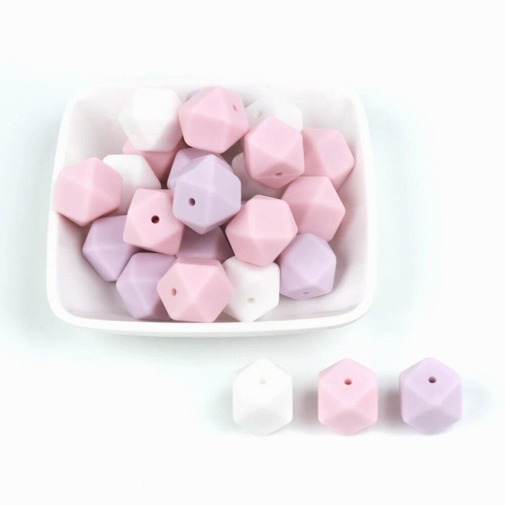 10pcs Hexagon Beads Silicone Baby Teether Chewing Silicone Baby Teething Nursing Necklace Pacifier Chain Food Toys