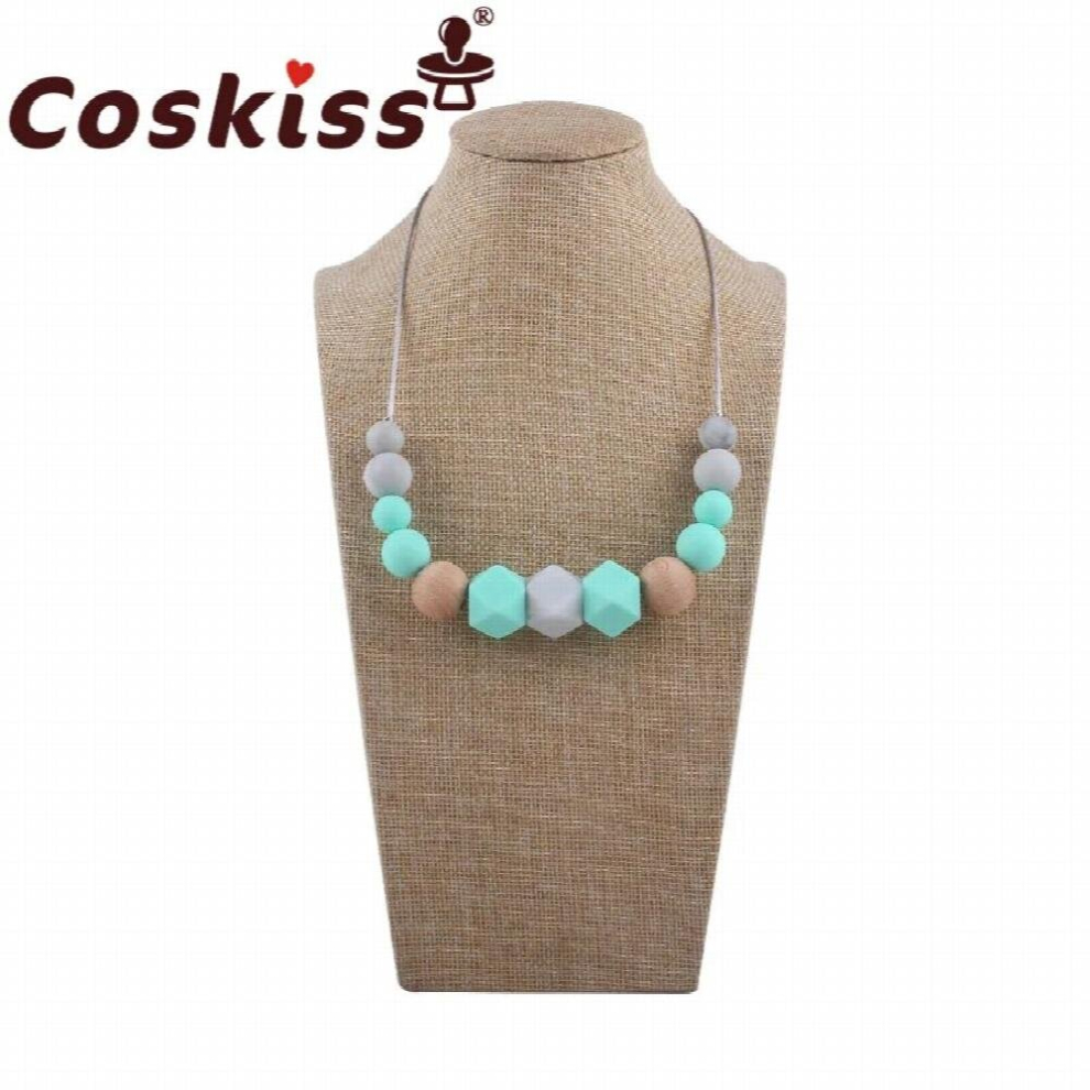 Food Silicone Pendant Teething Necklace Hexagon Silicone Beads Nursing Teether Necklace Baby Molar Necklace