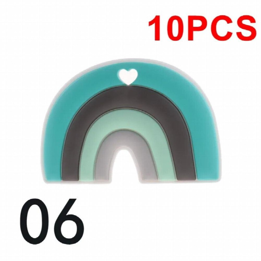 10pcs Silicone Cartoon Rainbow Baby Teether BPA Newborn Teething Accessories Nursing Pacifier Soothing Chain DIY