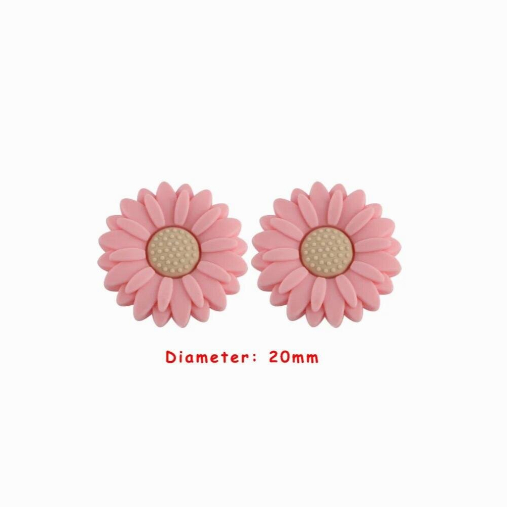 Kovict 10Pcs 20MM Flower Silicone Beads Baby Teether Chewable Beads For Making Necklace Pacifier Chain Beads Accessories