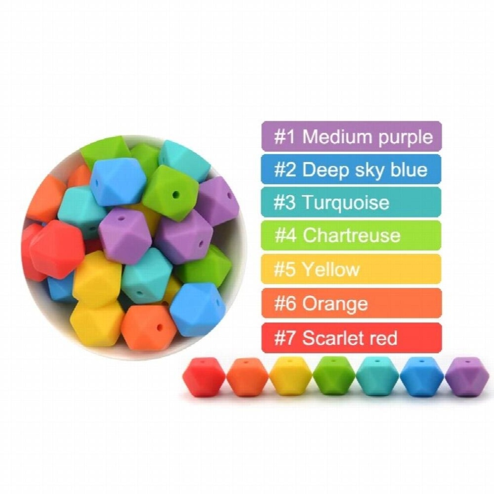 14mm 10pcs Mini Hexagon Silicone Beads Teething Silicone BPA Teether For Baby Pacifiers Necklace Accessories