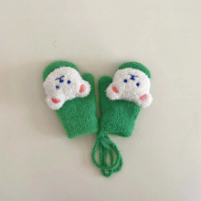 1-4Y Cartoon Bear Baby Mittens Winter Warm Kids Baby Girl Gloves Knitted Children Toddler Thick Teething Mitten Handschoen