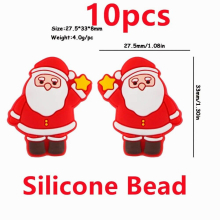 Kovict 1-10pcs Christmas Series Baby Silicone Beads Santa Reindeer Cookies Snowman Silicone Teether DIY Pacifier Chain Baby Toys
