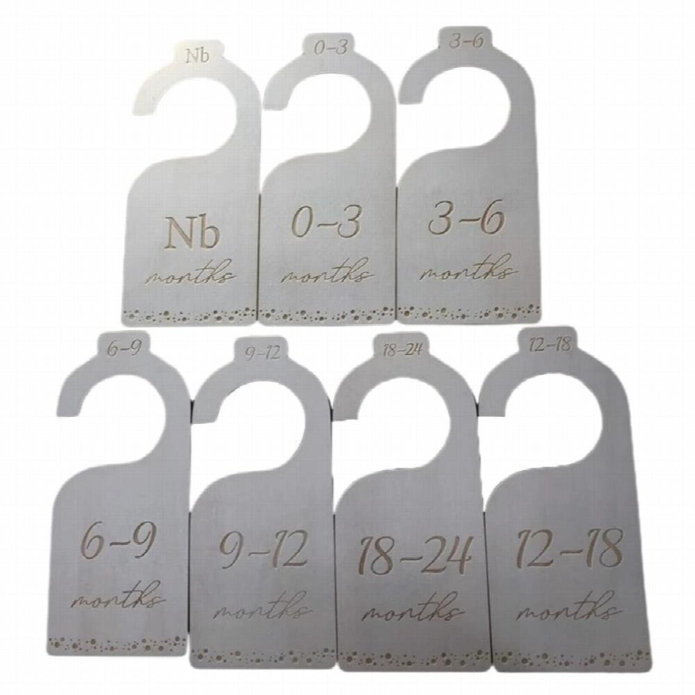 7 Pcs Baby Closet Size Divider Wooden Baby Closet Organizers from Newborn Infant to 24 Months for Home Nursery Drop