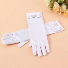Long Princess Dance Stage Gloves Satin Kids Girls Wedding Dress Costume Accessories with Bow Children s Birthday Xmas