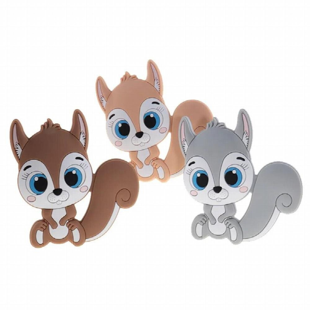 Cartoon Squirrel 10pcs Silicone Rodent Baby Teether BPA Newborn Teething Chewable Pendant Ring Pacifier Chain Accessories
