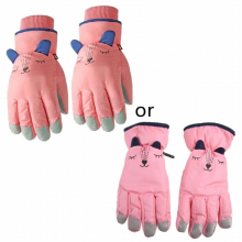 Kids Winter Waterproof Snow Gloves Solid Cartoon Ears Thermal Insulated Windproof Sport Snowboard Ski Warm Mittens