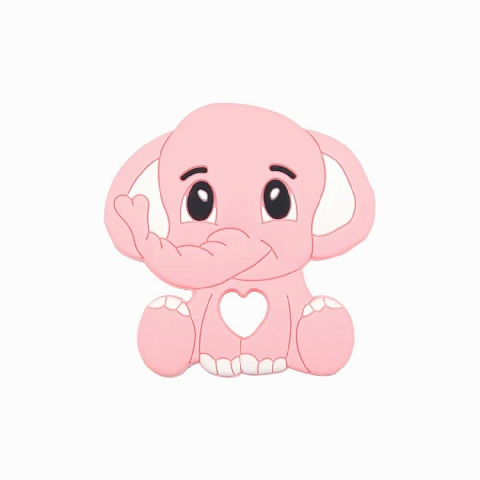 Sunrony 1pc Elephant Animal Silicone Teether Rodent BPA Food Silicone Teething Nursing Pacifier Clip Silicone Beads