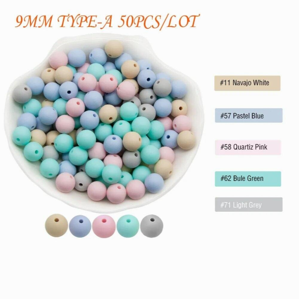 9/12/15/19mm 50PCs/lot Silicone Beads Teether Pacifier Chain Accessories Baby Product Toy Teething BPA