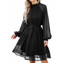 Long skirt Long sleeve dot medium length maternity dress