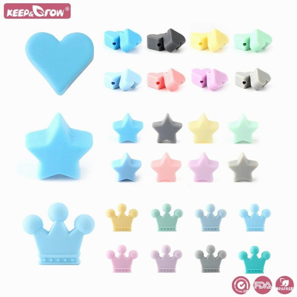 15pcs Silicone Beads Food Star Baby Teething Bead DIY Pacifier Necklace Making Teether Molar Rod For Babies