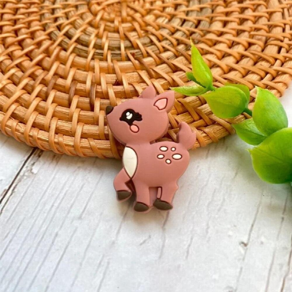 10pcs mini Fawn Silicone Baby beads rodent Baby teether Toys Chewable Animal Shape Baby Products Nursing Gift