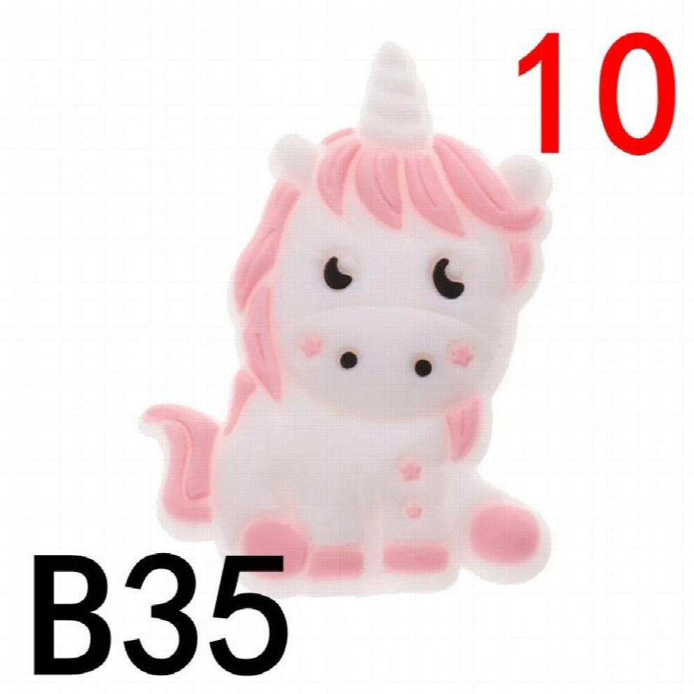 10pcs Unicorn Silicone Animal Baby Teether Beads BPA Bear Rodent Newborn Chewing Pacifier Chain Accessories Tooth Toys