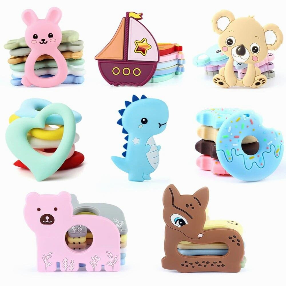 Baby Teether Cartoon Animal Silicone Teether for Baby Teething Toy Beads BPA Pacifier Chain Accessories Molar Food