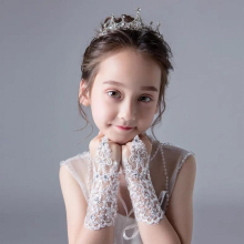 Lace Princess Gloves Wedding Pageant Princess Flower Girls Gloves Performance Photography Wedding Accessories 4-12 Years