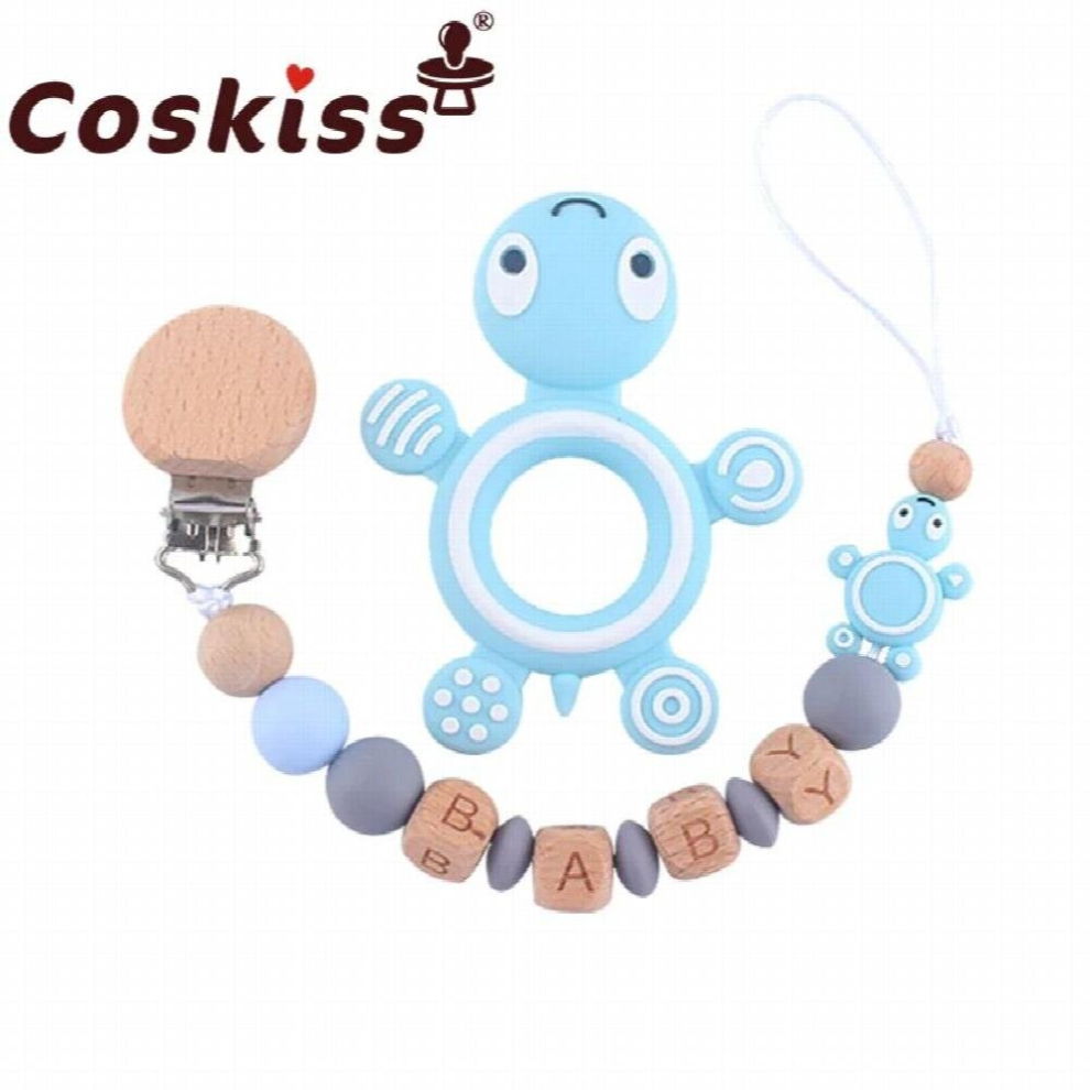 Pacifier Clip Holder Molar Silicone Pacifier Chain Baby Teether Cartoon Turtle Pacifier Clip Chain Molar Chain
