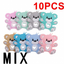 10pc Bear Silicone Baby TeetherFood Newborn Teething Necklace Pacifier Chain Accessories Rodent Toy BPA Gift Pendant