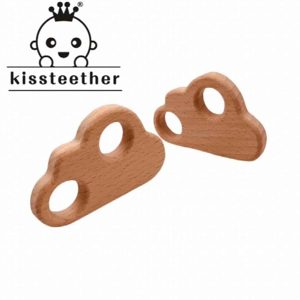 Kissteether Natural Wooden Animal Rainbow Baby Wooden Teether Teething Rattle Montessori Inspired Nursing