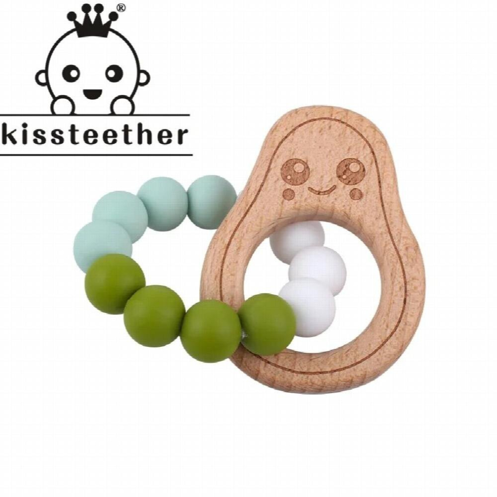 Kissteether 1pcs Baby Teether Bracelet Wooden Baby Beech Toy Solid Infant Baby Bracelet Teething