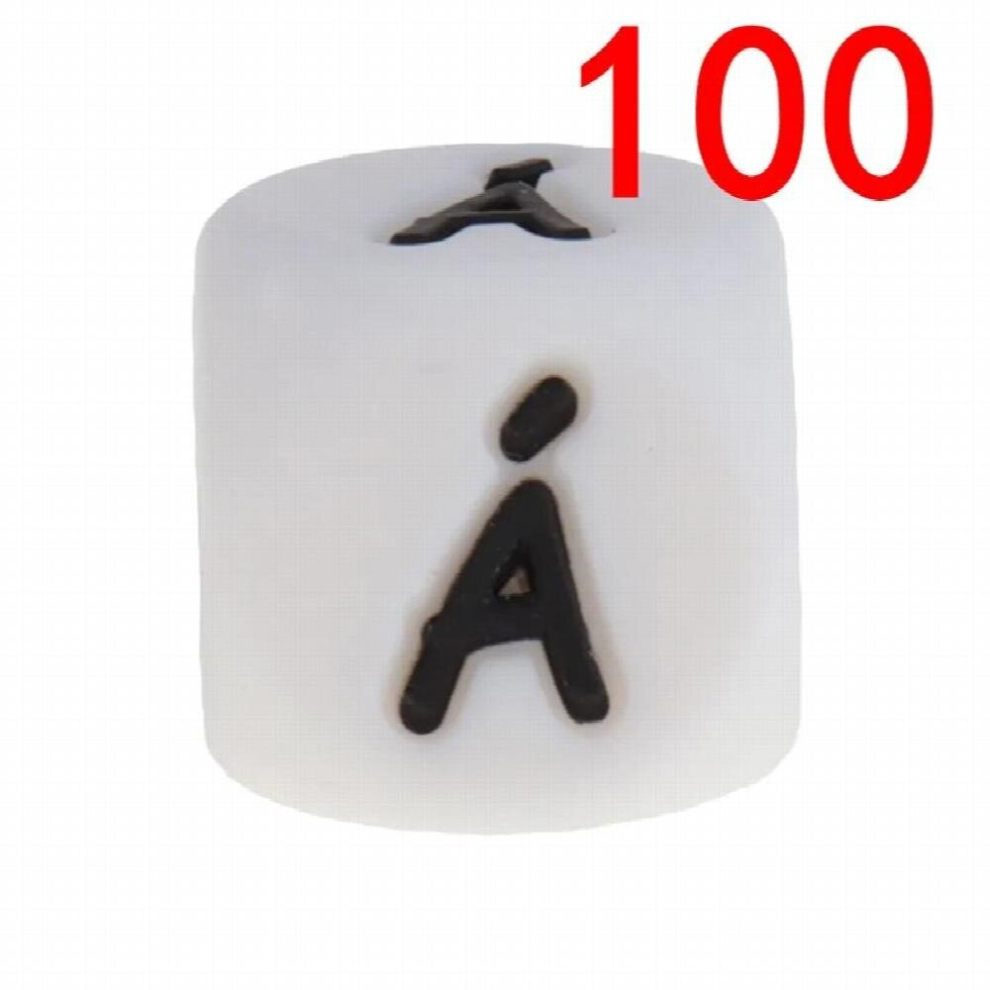 100pcs French Letters Silicone Teether Beads 12mm Baby Teething Bead BPA Baby Teethers Dummy Pacifier Chains Accessories