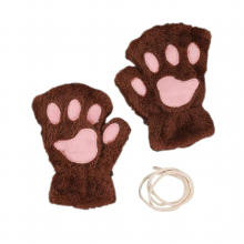 Cat Paw Gloves - Warm Furry Cat Gloves Cat Mittens Half Finger Bear Paw Gloves