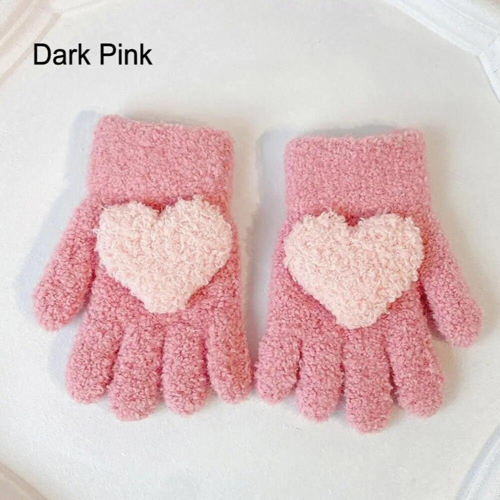 1-3 Years Baby Winter Warm Glove Solid Love Mittens Full Fingers Gloves Thickened Five Finger Gloves For Lovely Boys Girls