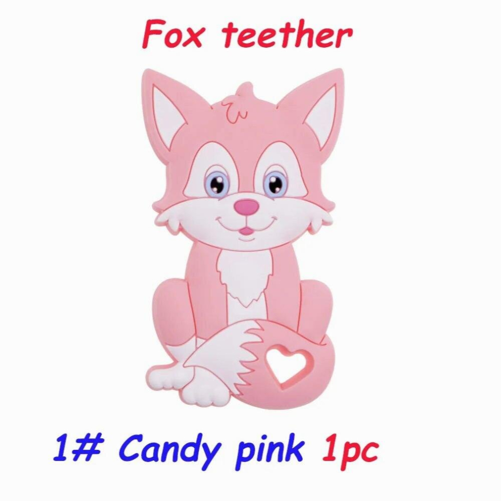 Sunrony Animal Fox Silicone Beads/Teether/ Clip Food Safety BPA DIY Pacifier Chain Accessories Baby Teething Toys