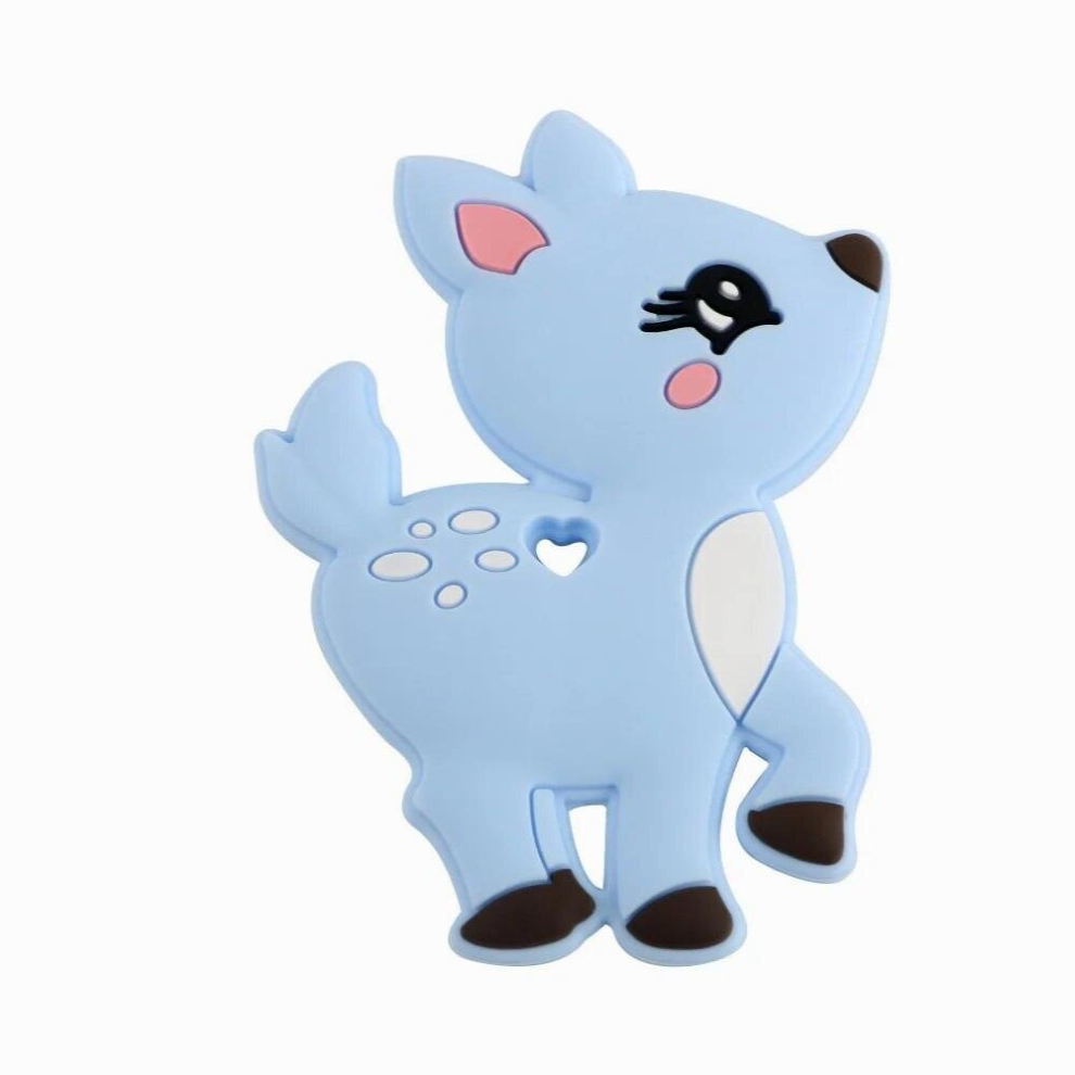 Sunrony 1pc Deer Silicone Teether Cartoon Animals Food Safety Pendants DIY Pacifier Chain Accessories Baby Molar Toys