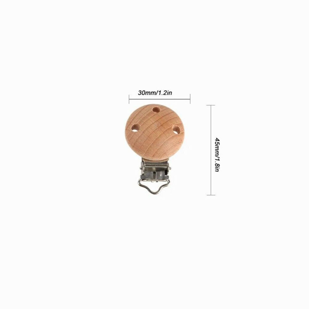 Kovict 5PCs Baby Pacifier Clips Wooden Metal Round Shaped Modelling Beech Pacifier Holder Baby DIY Soother Teether Preferred