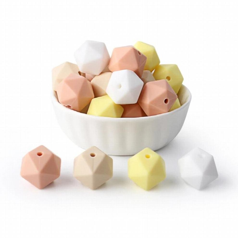 Baby Silicone 14MM Polygon Hexagon Chewing Beads 10pcs Teether Baby Teething Newborn Nursing Product For Pacifier Chain Making
