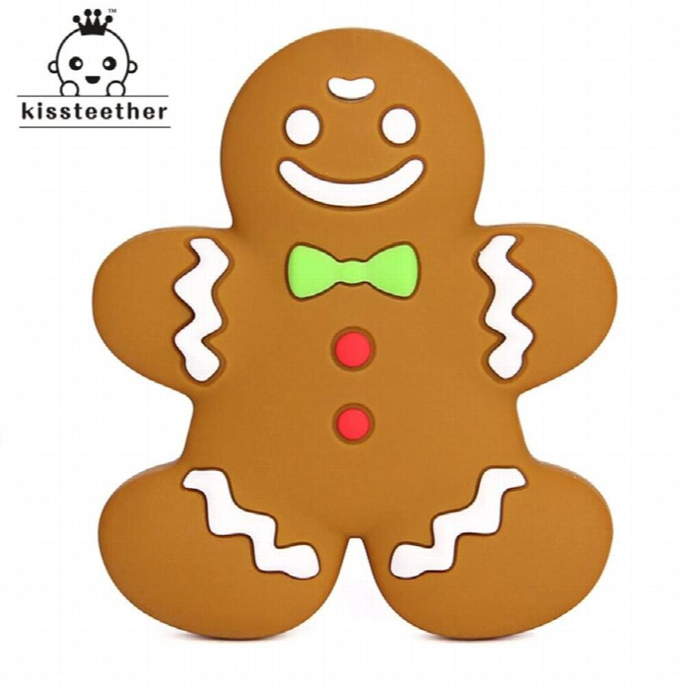 Baby Teething Chew Toys BPA Safe Silicone Villain Teether 5pcs Gingerbread Man Silicone Pendants DIY Crafts Baby Teether