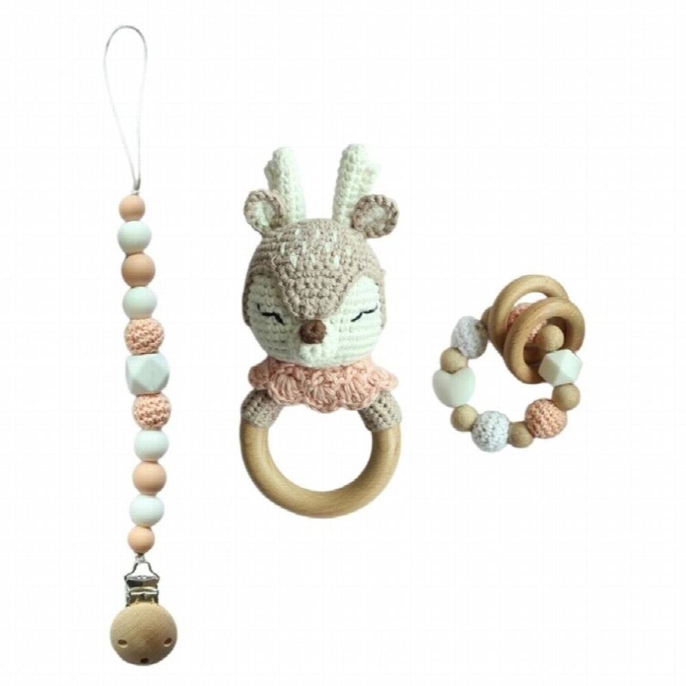 BPA Crochet Baby Teether Newborn Dummy Holder Pacifier Clips Teething Bracelets Soother Chain Infants Rattle Teether