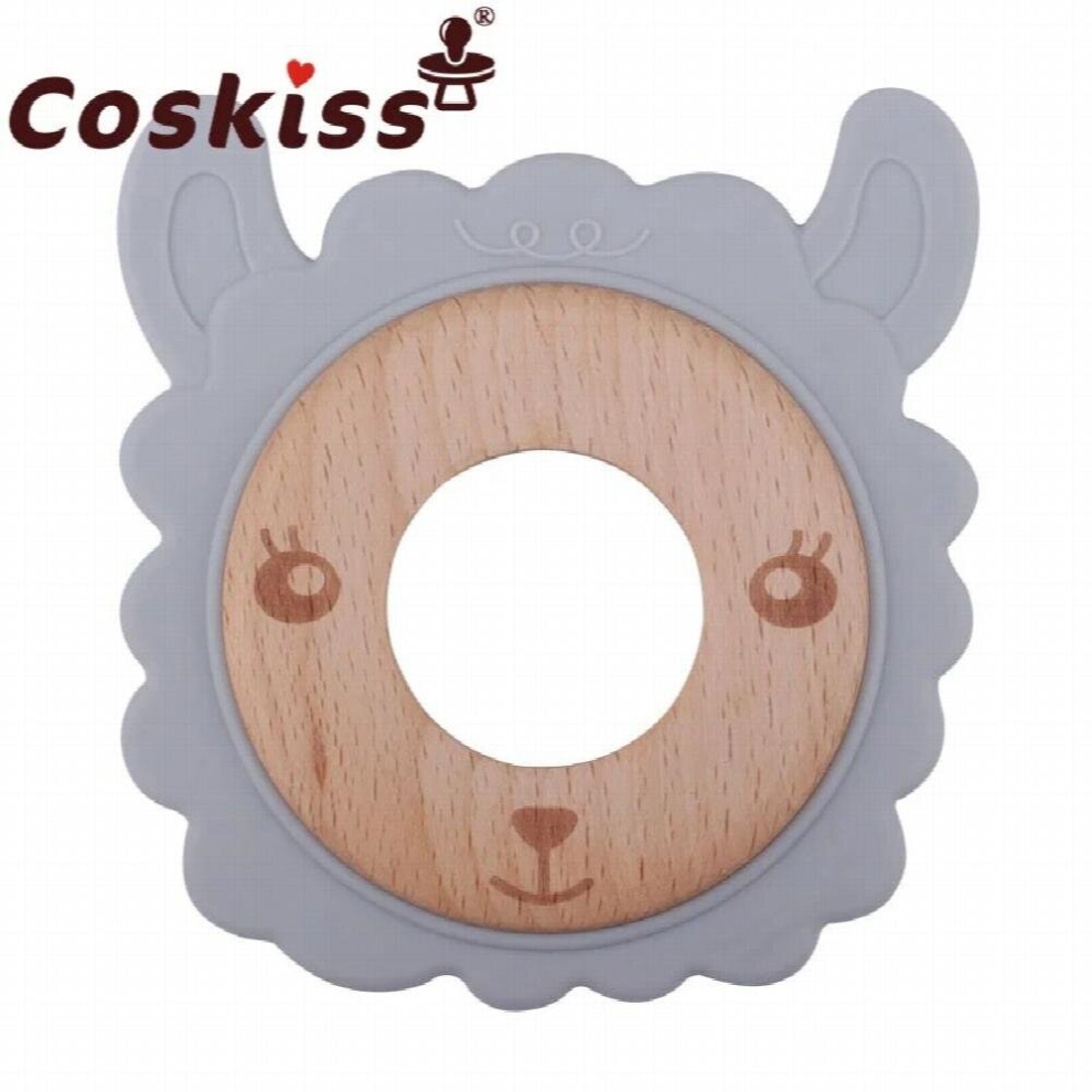Baby Teething Wooden Rattle Cartoon Beech Wooden Alpaca Toys Head Chewing Teether Newborn Nursing Toys Shower
