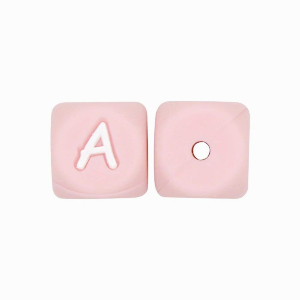 10Pc/Lot Silicone Alphabet Letter Beads Diy Baby Teething Pacifier Accessories Food Silicone Baby Teether Pink