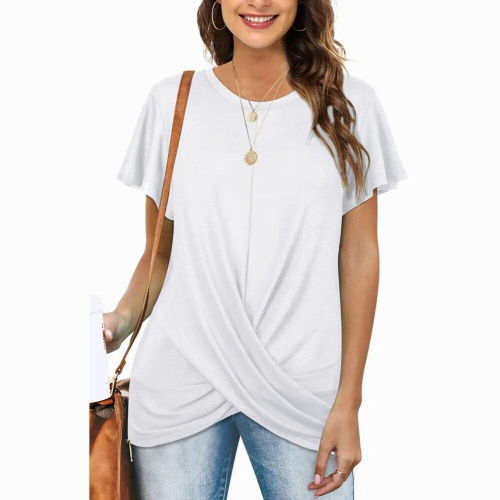 Maternity Round Neck Solid Twist Short Sleeve T-Shirt 2
