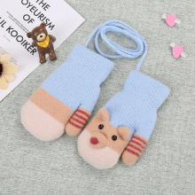 1-4T Kids Girls Boys Full Finger Gloves Soft Knitted Baby Gloves Autumn Winter Warm Thicken Children Mittens