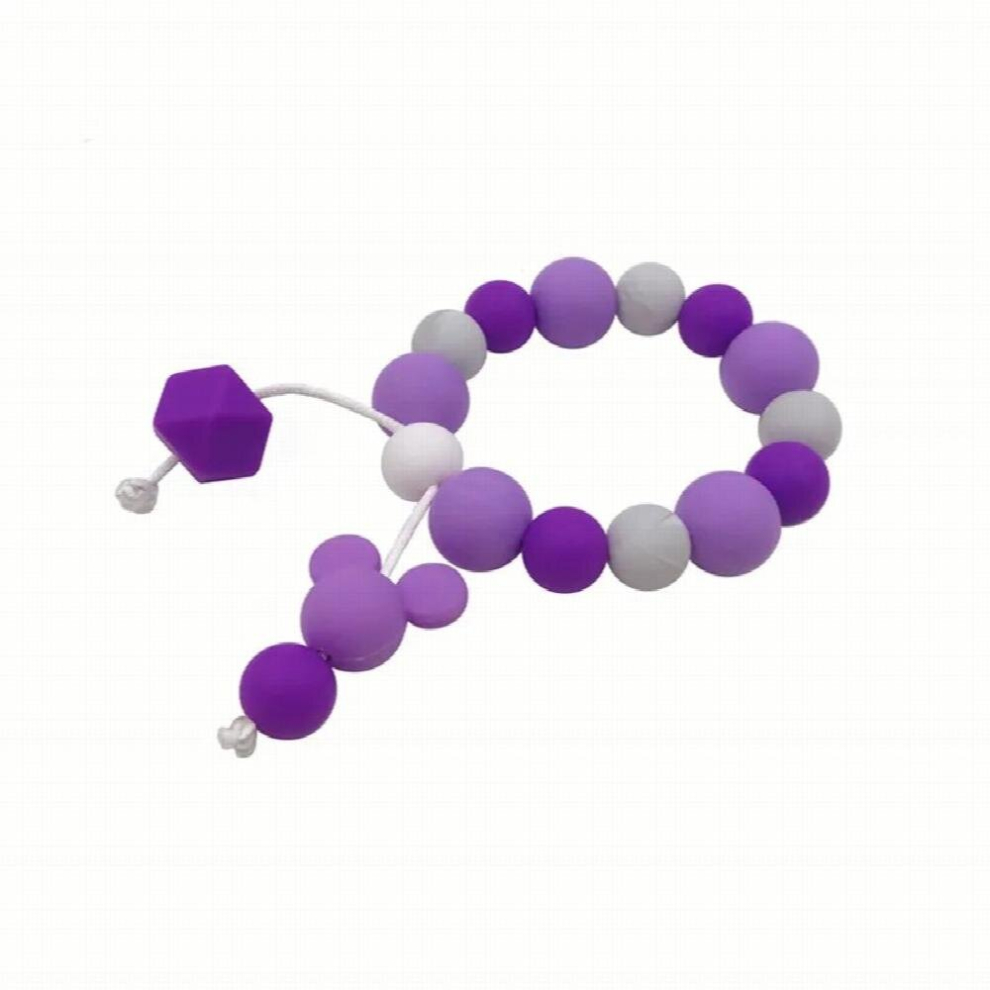 Baby Teether Silicone Beads Teether Natural Teething Grasping Toy Silicone Bracelet Toddler Teether Newborn DIY Baby Gift