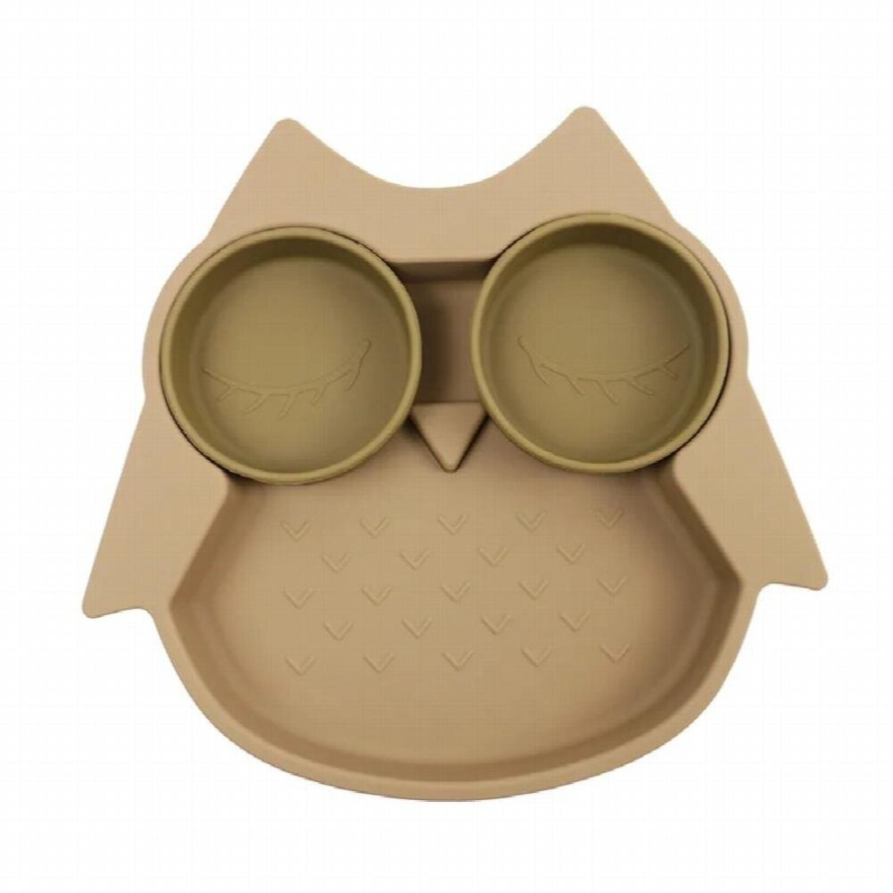 100% Food Silicone Owl Divided Plate Baby Kid Children Toddler Bowl and Dishwash Safe BPA Dinner Tableware