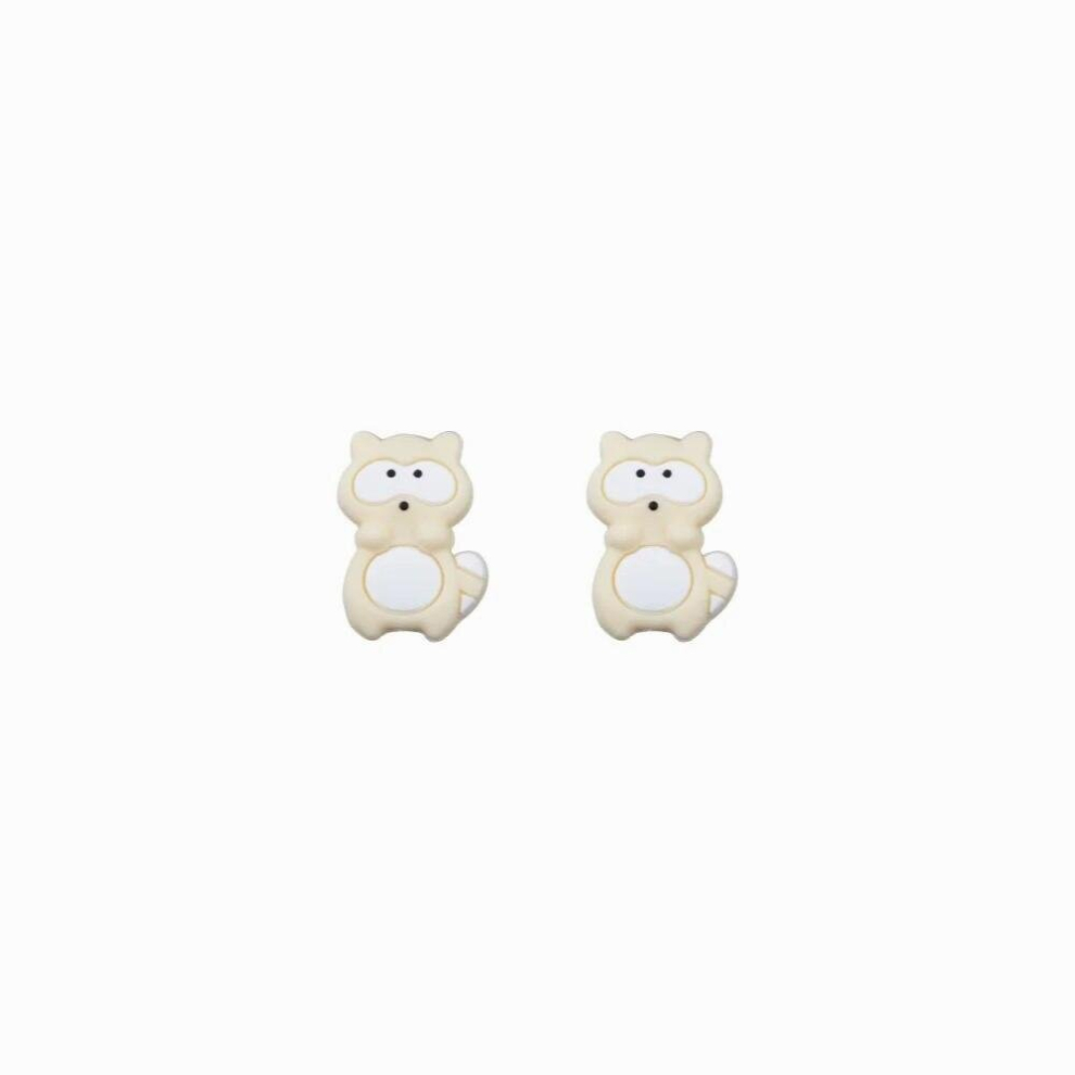 Sunrony 10pcs Silicone Raccoon Beads Animal Pacifier Clip Accessories Baby Teether BPA DIY Beads For Teething Necklace