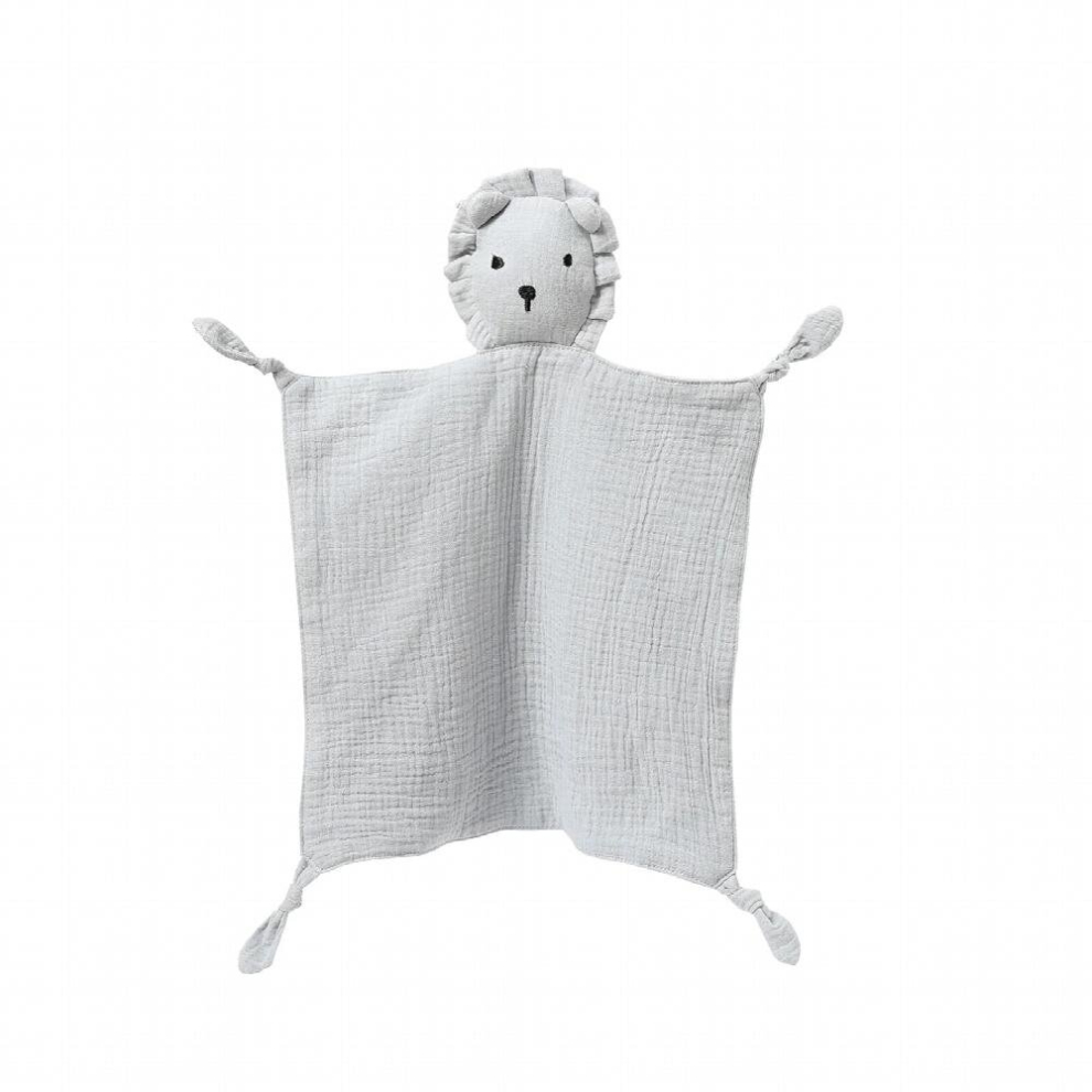 Soft Cotton Muslin Baby Bib Stuffed Lion Doll Newborn Appease Towel Security Blanket Baby Sleeping Cuddling Towel Facecloth