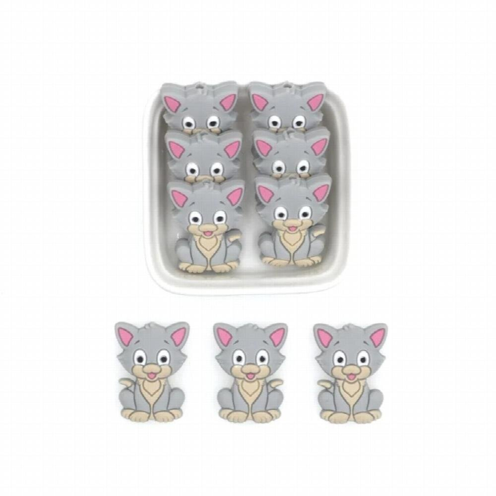 10pc/lot Mini Cat Silicone Beads Baby Dummy Cartoon Pacifier Toy Accessories