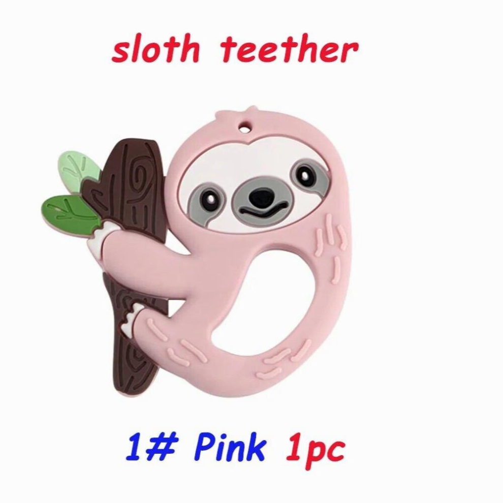 Sunrony Animal Sloth Silicone Bead/Teether Food Pendants DIY Pacifier Chain Accessories Baby Teething Toys