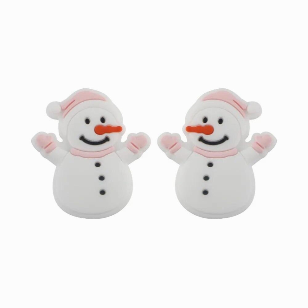 Kovict 10Pcs Christmas Snowman Theme Goods Baby Silicone Beads DIY Baby Teether Pacifier Chain Christmas
