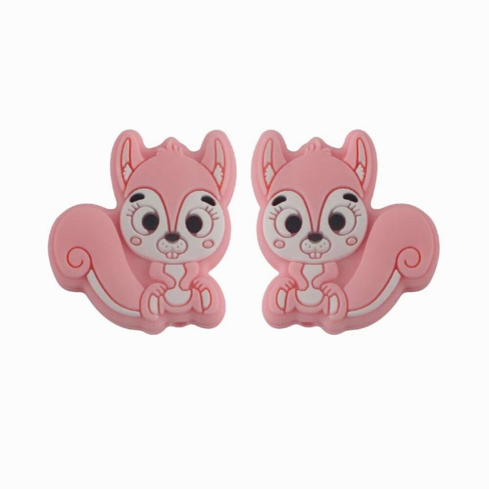 Kovict 10Pc Mini Squirrel Silicone Beads Food Teether DIY Pacifier Chain Necklace Accessories Baby Molar Toys